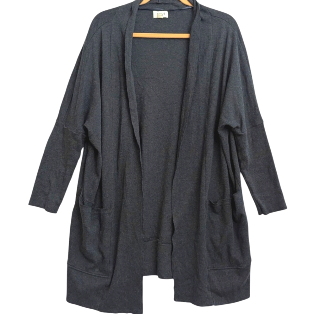 Pact 100% Organic Cotton Dark Gray Open Front Cardigan w/ Front Pockets Sz L/XL - Picture 10 of 10
